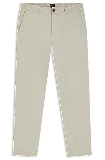 Bukser BOSS Regular-Fit Cotton-Blend Twill Trousers Beige | 50542986, 0