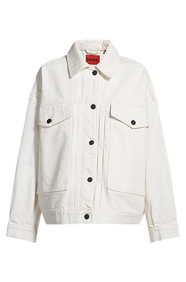 Jakke BOSS HUGO Oversized Rigid Denim Jacket Hvid | 50535349
