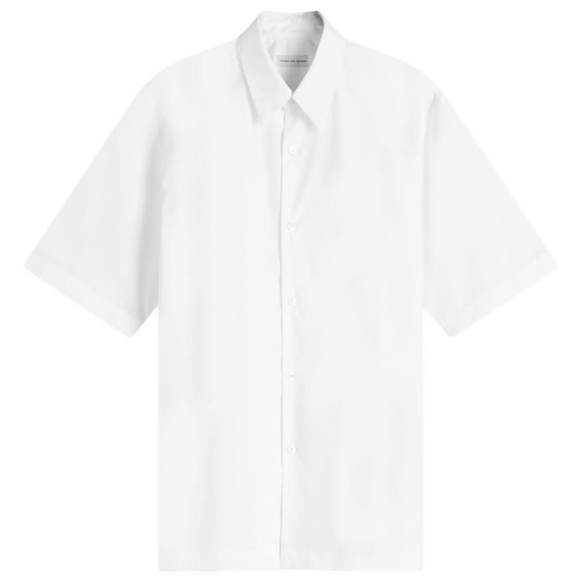 Skjorte Dries Van Noten Dries Van Noten Clasen Poplin Short Sleeve Shirt, Size Small Hvid | 251-020701-1466-001