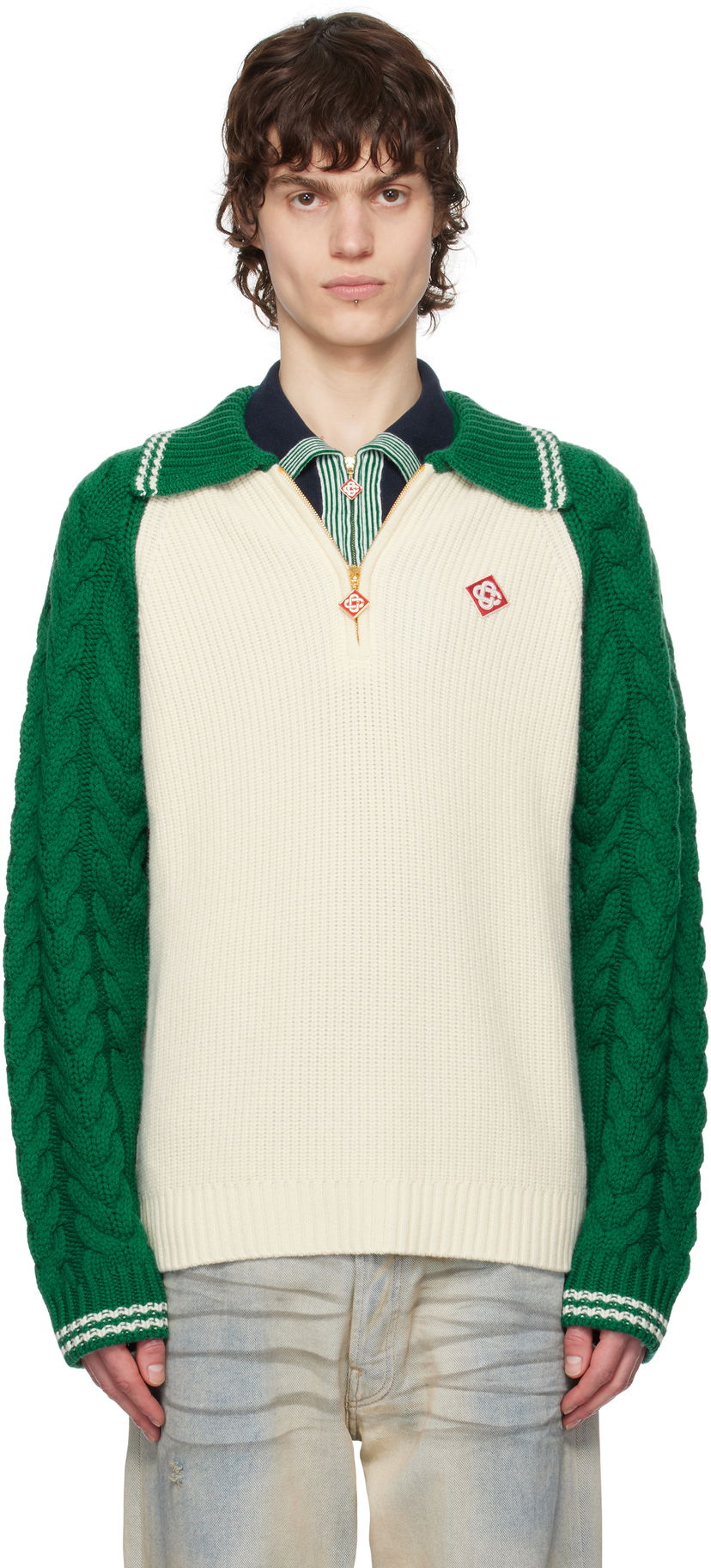 Sweater Casablanca Casablanca Cable Knit Cashmere Sweater Hvid | MPS25-KW-820-01