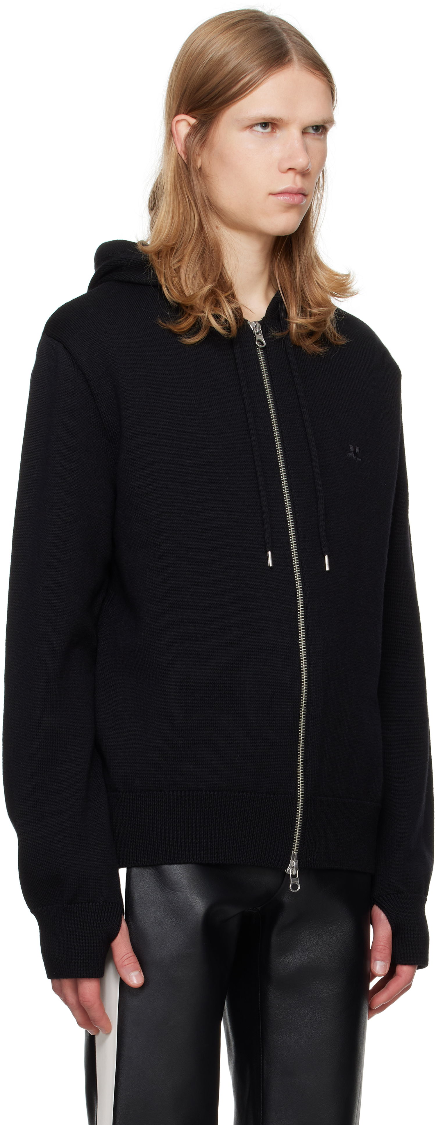 Sweatshirt Courrèges Zipped Wool Hoodie Sort | 324MHO034FI0036, 1
