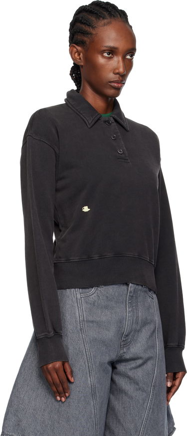Sweatshirt JW Anderson JW Anderson Embroidered-Logo Long-Sleeve Polo Sweatshirt Sort | JW0243-PG1843, 1