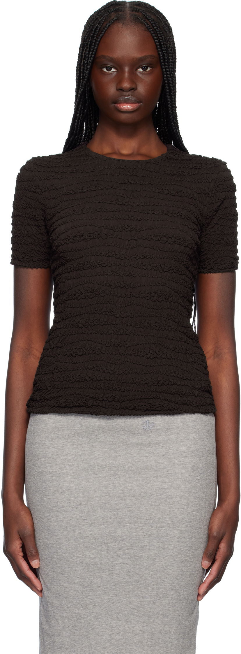 T-shirt Jil Sander Jil Sander Embroidered Short Sleeve T-Shirt Sort | J02NF0006_J20266