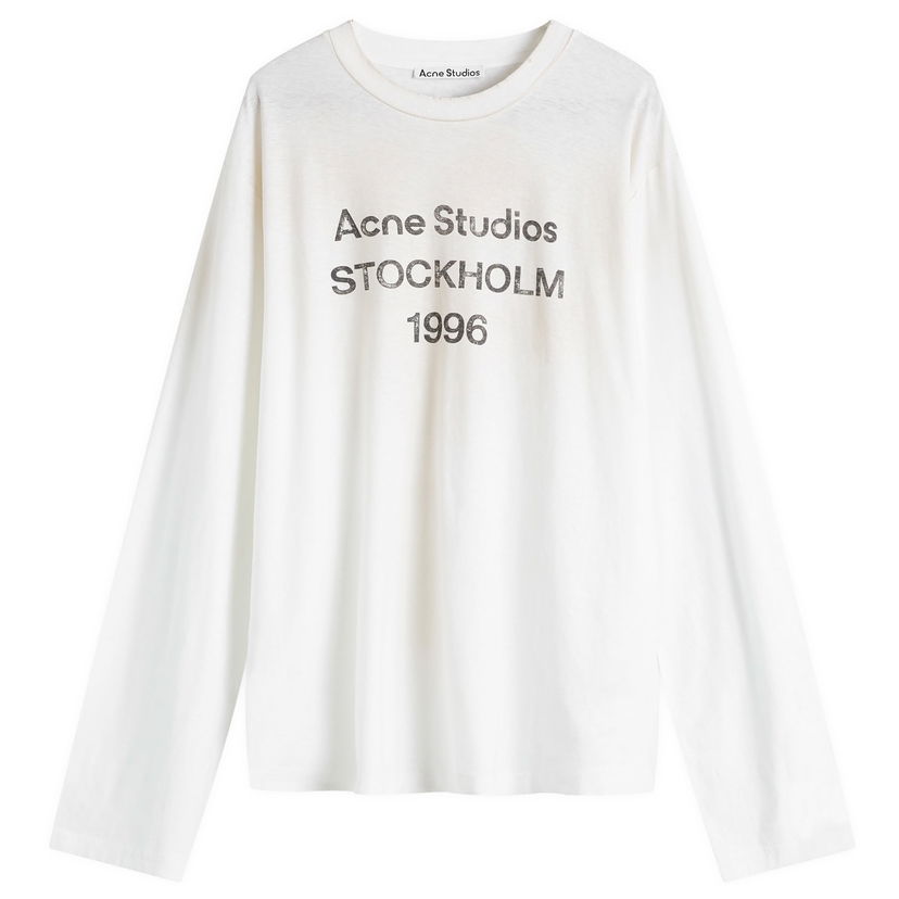 T-shirt Acne Studios Edden 1996 Logo Long Sleeve Hvid | CL0197-DC6