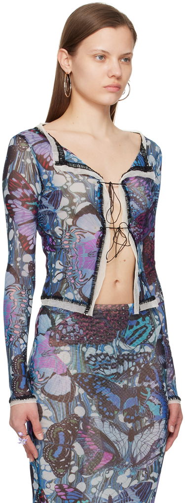 Tanktop Jean Paul Gaultier Gaultier Butterfly Print Tie Cardigan Blå | 24/25-F-CD006-T545-5090, 1