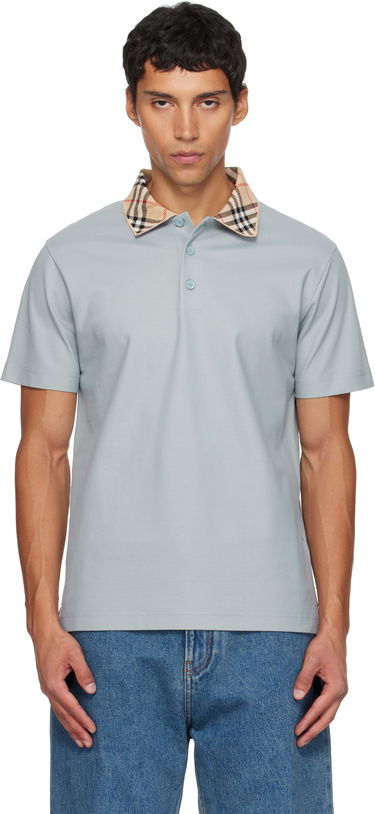 Polo skjorte Burberry Burberry Check Collar Cotton Polo Blå | 8110944, 0