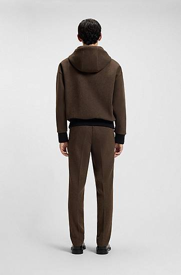 Bomberjakke BOSS Modern-fit hooded jacket in herringbone cloth Brun | 50544683, 1