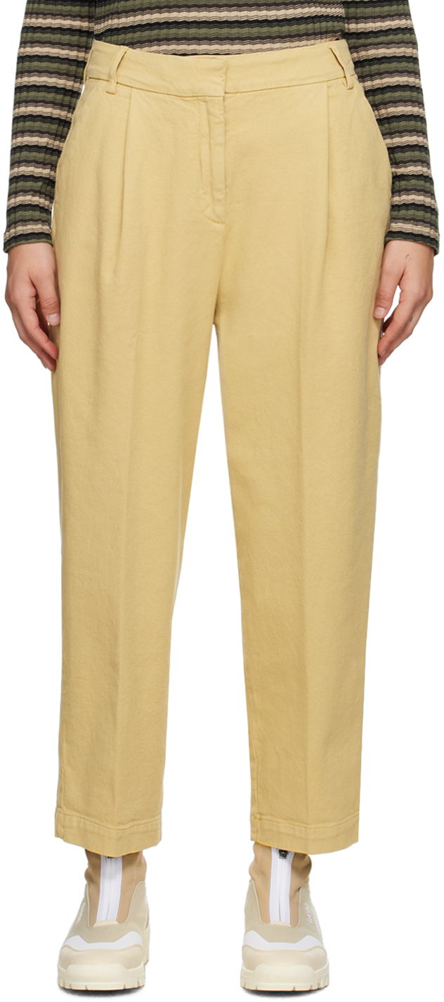 Bukser YMC YMC Market Pleated Trousers Gul | Q4AZB