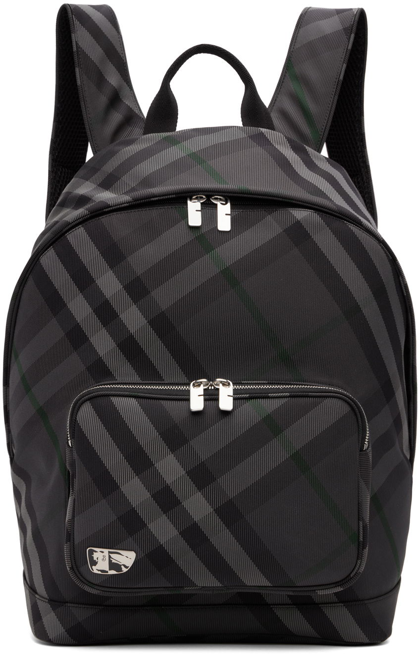 Rygsæk Burberry Burberry Grid Print Backpack Sort | 8097347, 0