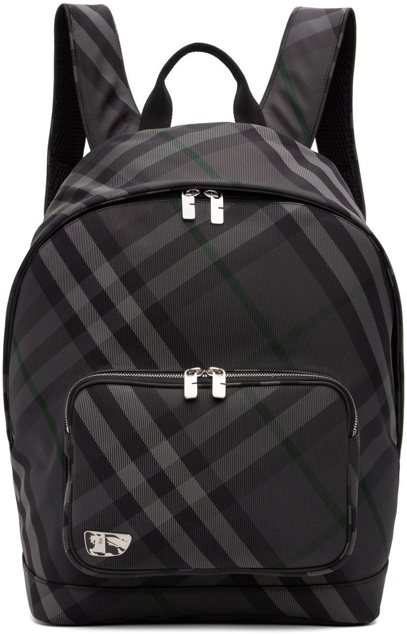 Rygsæk Burberry Burberry Grid Print Backpack Sort | 8097347