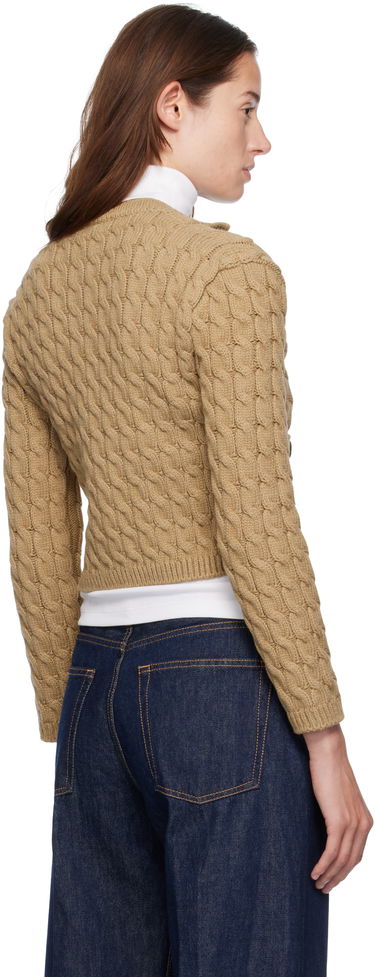 Sweater Moncler Moncler Cotton Blend Knit Cropped Cardigan Beige | 0939B00004M7105, 2