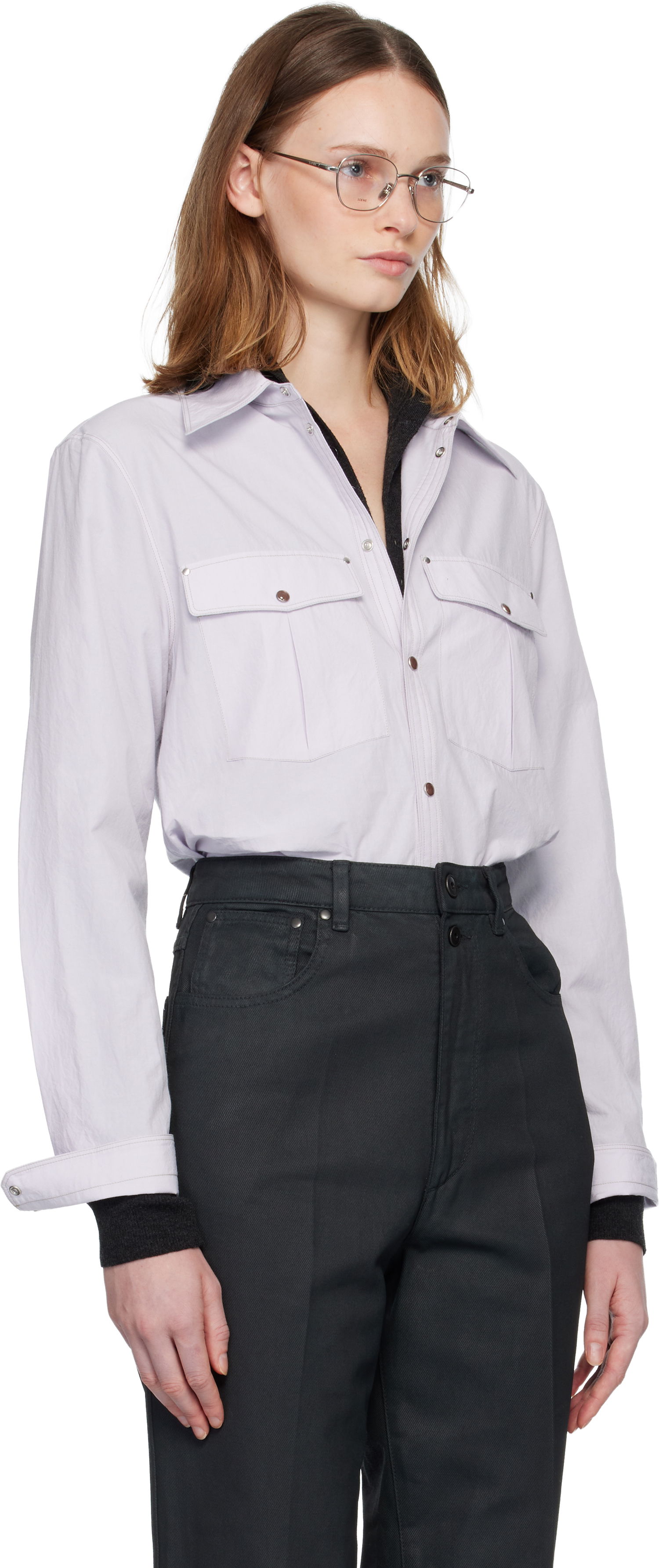 Skjorte LEMAIRE LEMAIRE Chest-Pocket Fitted Shirt Lilla | SH1187 LF1399, 1