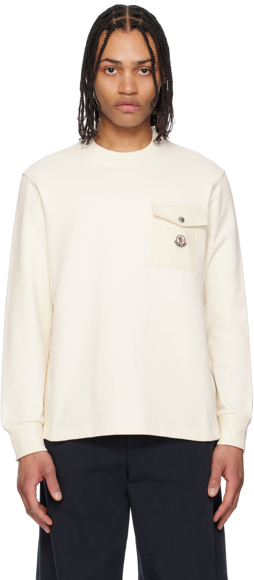 Sweater Moncler Moncler Cotton Pocket Sweatshirt Hvid | K10918G0006789AUJ