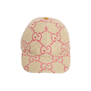 Kasket Gucci GG Raffia Effect Baseball Cap Lyserød | 701713 3HAJF 9576, 0