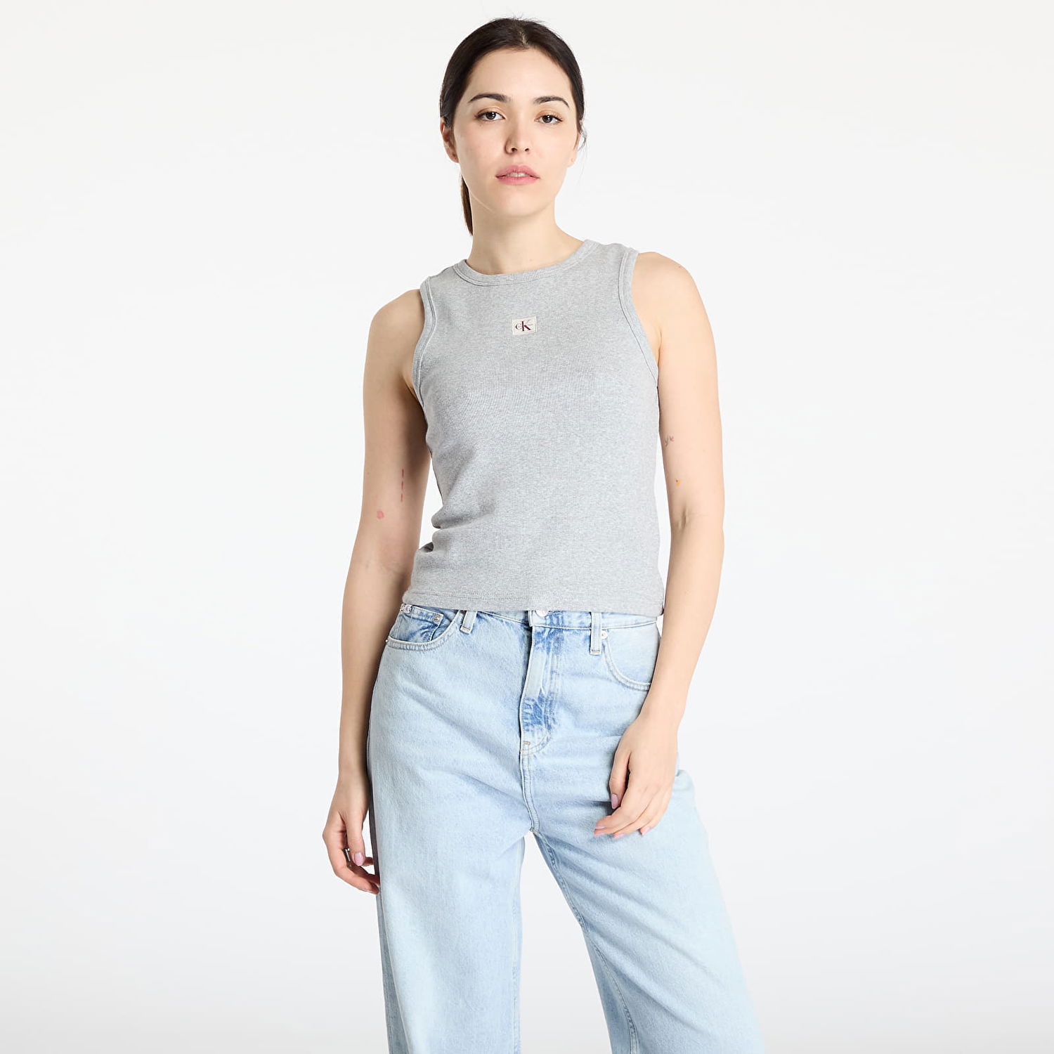 Tanktop CALVIN KLEIN Calvin Klein Jeans Woven Label Tank Top Grå | LV047C201G P79, 0