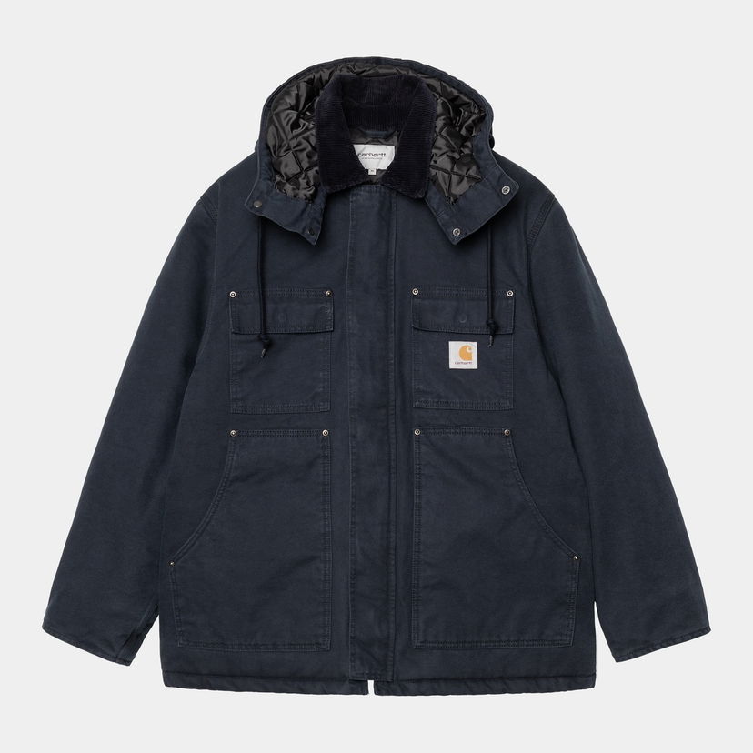 Frakker Carhartt WIP Carhartt WIP Ambel Stone Washed Hooded Coat Mørkeblå | I035616_18