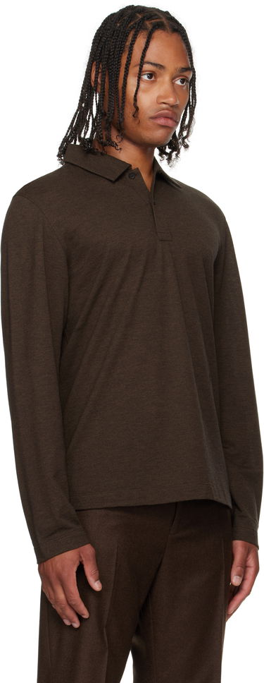 Polo skjorte FERRAGAMO Ferragamo Long Sleeve Polo Brun | 786359, 1
