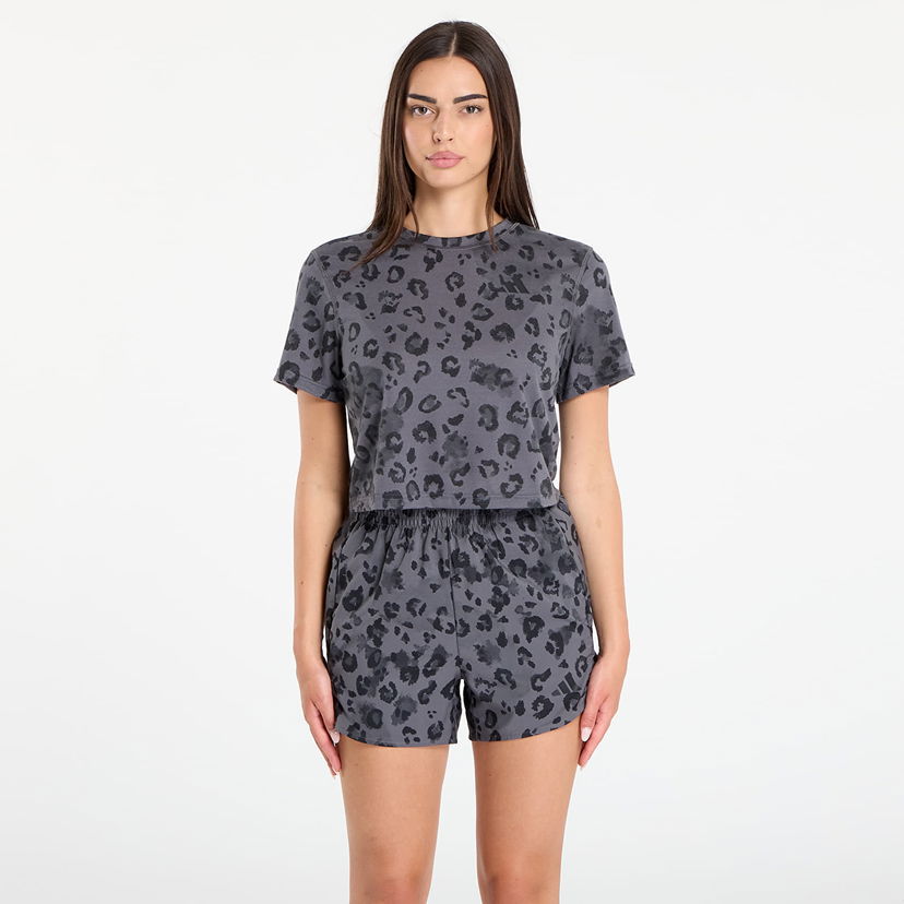 Træningsdragt adidas Performance Adidas Women's Leopard Print Crop Top and Shorts Set Grå | JN2646