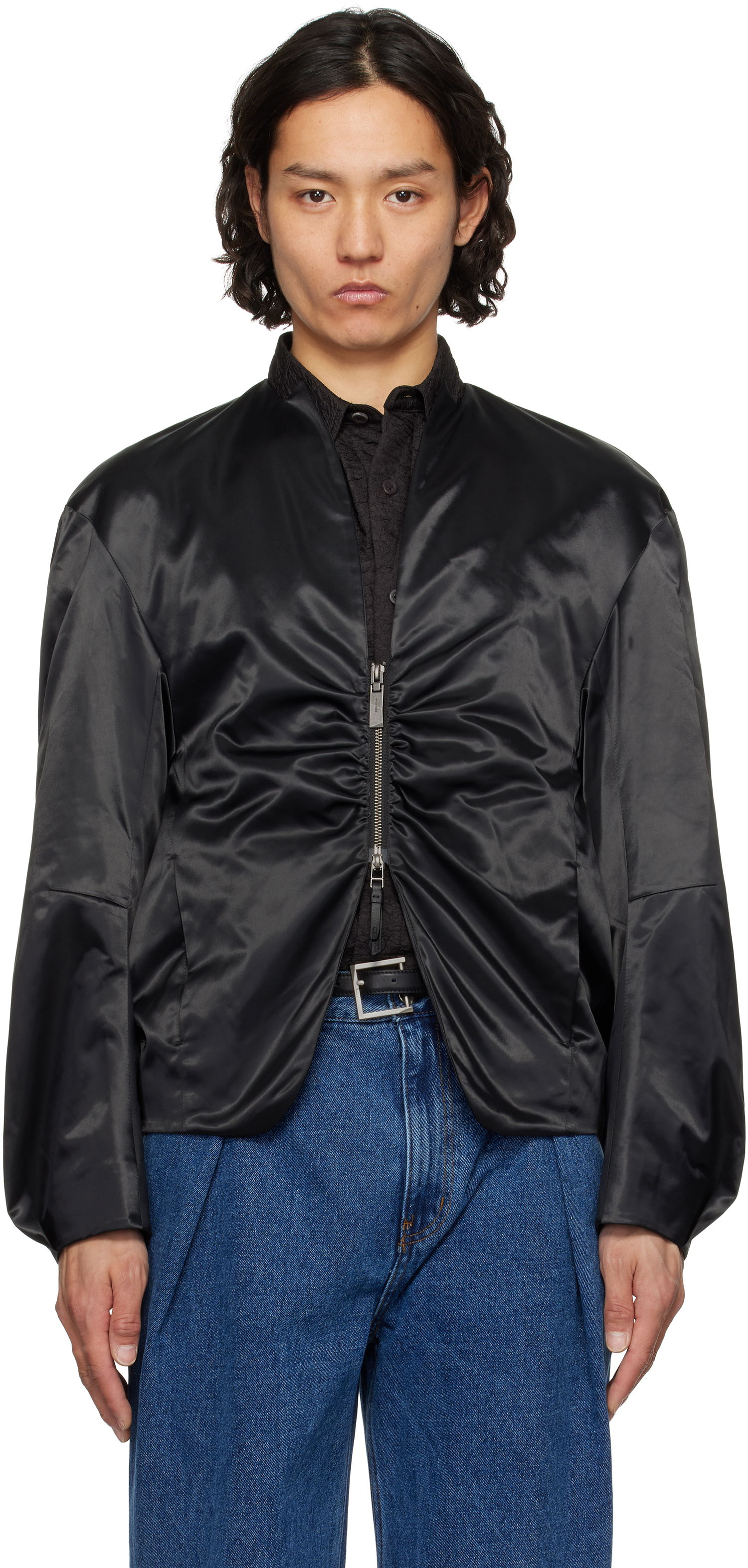 Bomberjakke ADER ERROR ADER error Product. 20 Ruched Satin Jacket Sort | BO01SSJK0802BK, 0