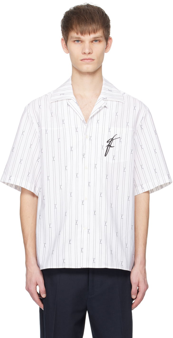 Skjorte FERRAGAMO Bowling Collar Pinstripe Shirt Hvid | 770864, 0