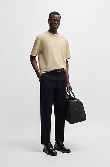 T-shirt BOSS BOSS SELECTED BY SHOHEI OHTANI Mercerized Cotton T-Shirt with Double B Monogram Beige | 50533343, 1
