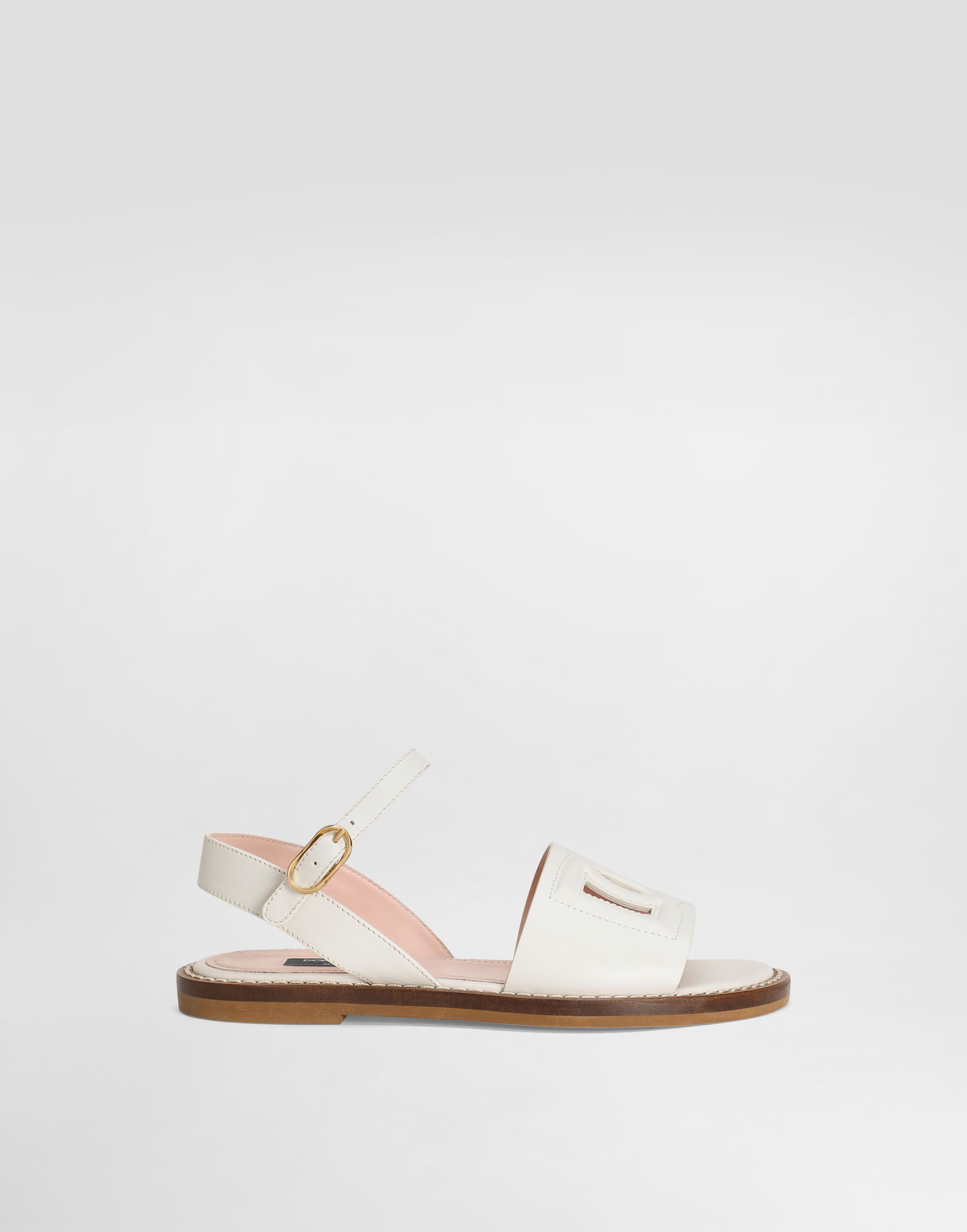 Tilbehør Dolce & Gabbana Dolce & Gabbana Calfskin Sandals With Cut-Out Logo Hvid | D11308A12238S936, 0