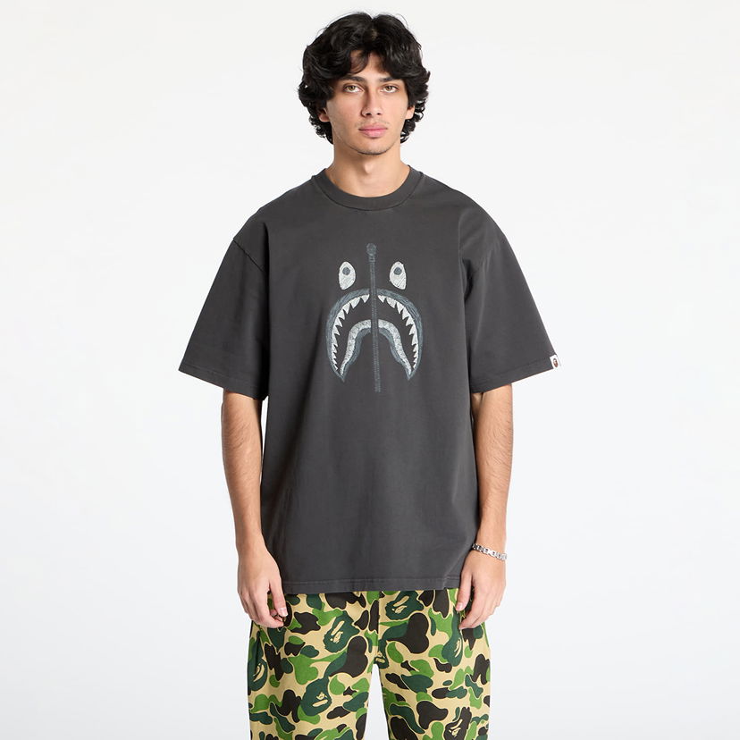 T-shirt BAPE Garment Dye Shark Relaxed Fit Tee Grå | 001CSK801316M BLK