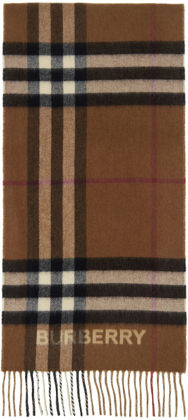 Tørklæde Burberry Check Scarf Beige & Brown Contrast Brun | 8045329