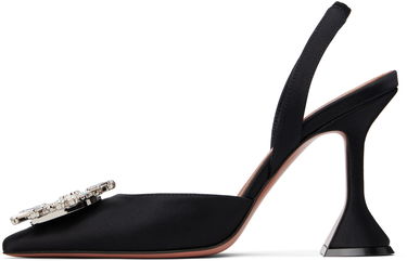 Sneakers og sko Amina Muaddi Amina Muaddi Begum Slingback Heels Sort | BEGUM SLING SATIN, 2