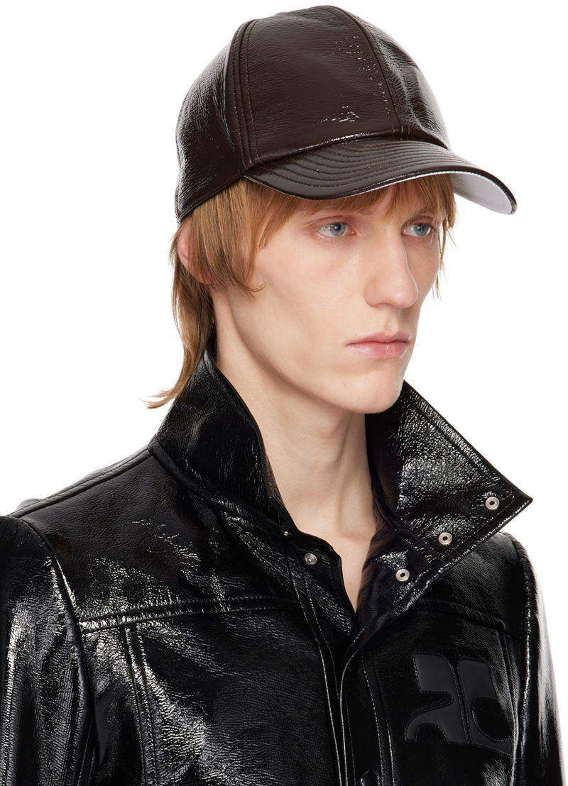 Kasket Courrèges Faux-Leather Logo Cap Brun | PERACT002VY0003, 1