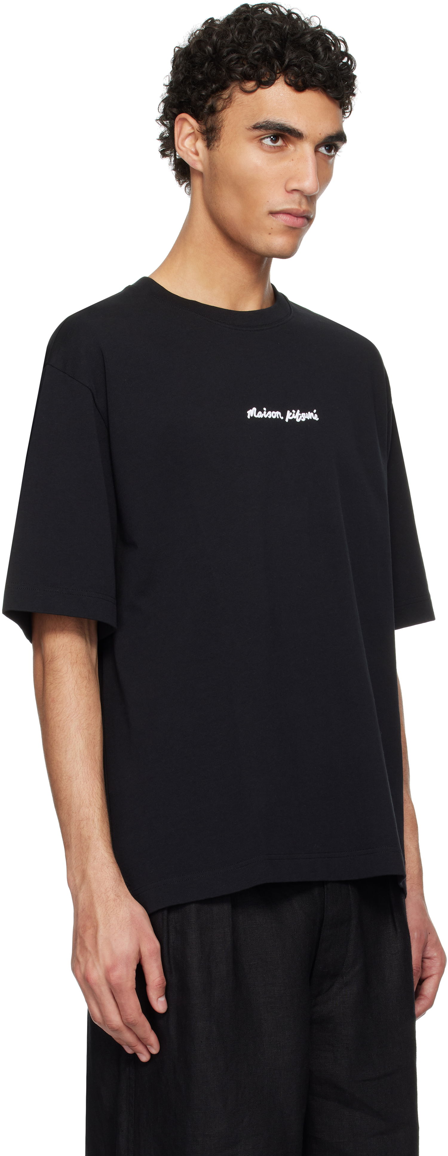 T-shirt MAISON KITSUNÉ Maison Kitsuné Handwriting Oversize T-Shirt Sort | OM00122KJ0119, 1