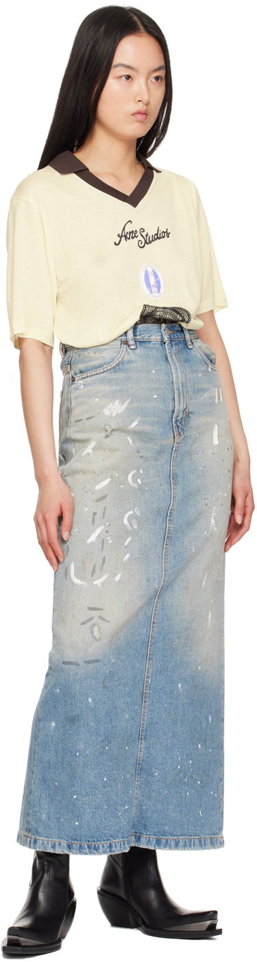 Nederdel Acne Studios Acne Studios Paint Splatter Denim Maxi Skirt Blå | AF0426-, 3