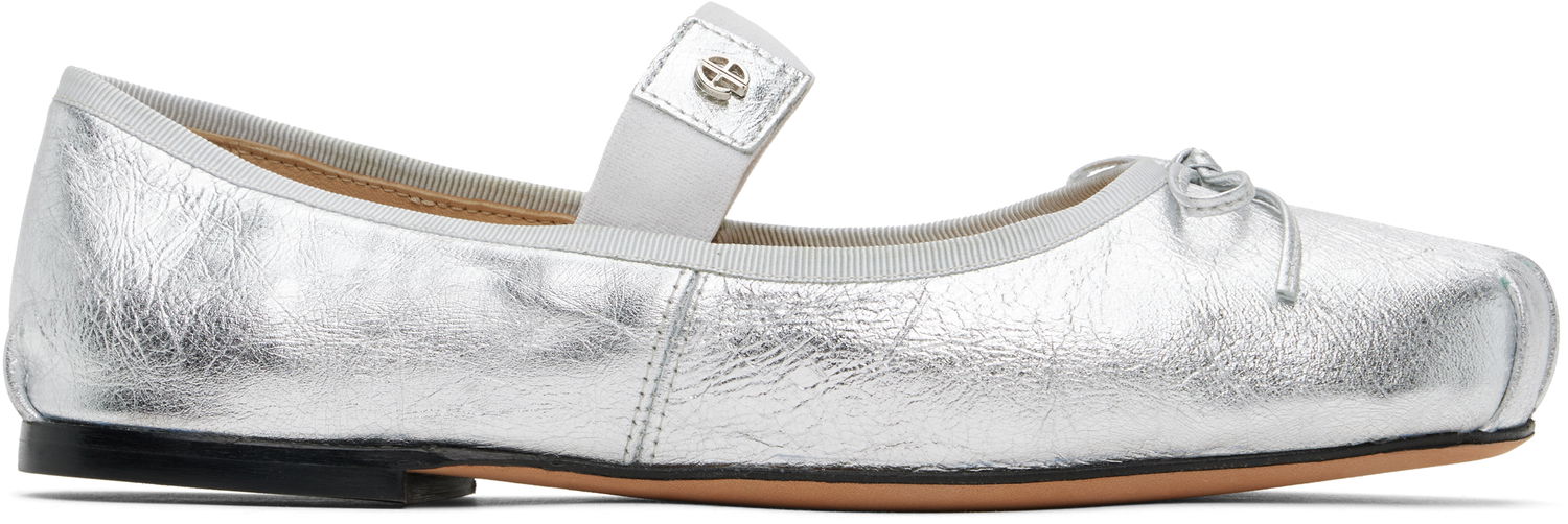 Tøj Anine Bing ANINE BING Jolie Ballerina Flats Metalisk | A-14-10846-SLV1, 0