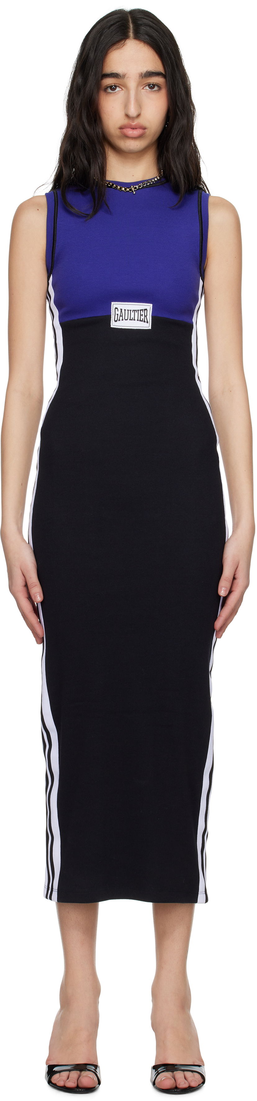 Kjole Jean Paul Gaultier Jean Paul Gaultier Cotton Ribbed Midi Dress Sort | 25/34-F-RO408P-J088-5900