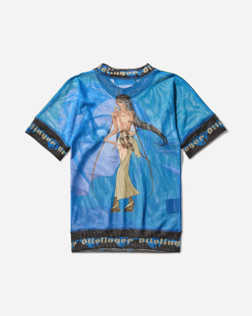 T-shirt Ottolinger Julien Ceccaldi Printed Mesh T-Shirt Blå | 10110040105 PRIGRN