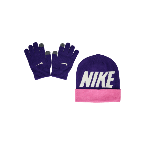Tilbehør Nike Wordmark Knit Beanie and Touchscreen Gloves Set Flerfarvet | 9A3045-P6C, 0