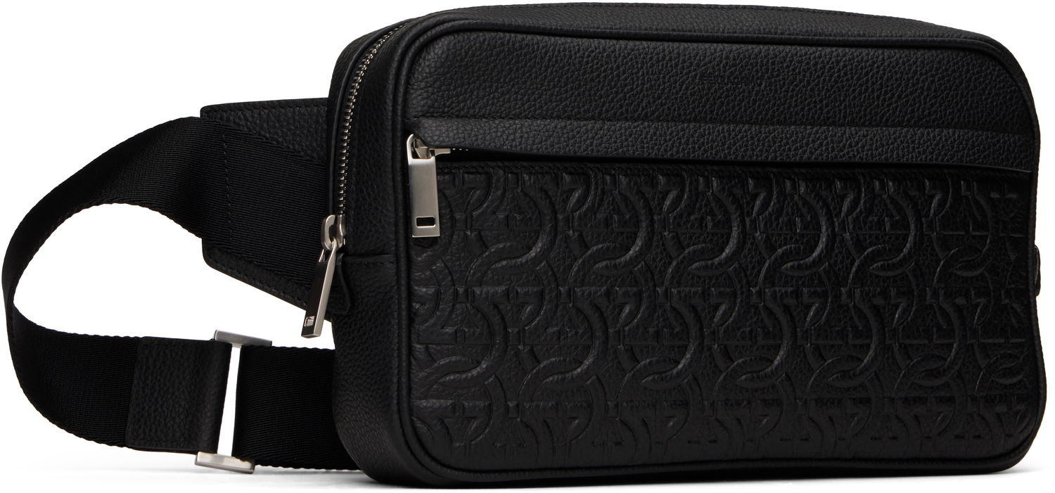 Taljetaske FERRAGAMO Ferragamo Gancini Embossed Leather Belt Bag Sort | 769479, 1