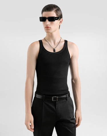 Tanktop Dolce & Gabbana Dolce & Gabbana Fine-Rib Slim-Fit Tank Top Sort | G8PA8TG7O6RN0000, 3