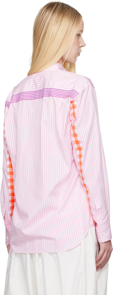 Skjorte Comme des Garçons Comme des Garçons Striped Gingham Trim Shirt Lyserød | FO-B022-S25, 2