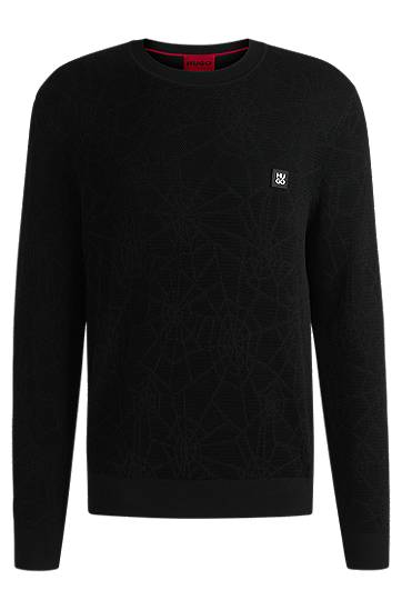 Sweater BOSS Regular-Fit Spiderweb Sweater Sort | 50532075, 0