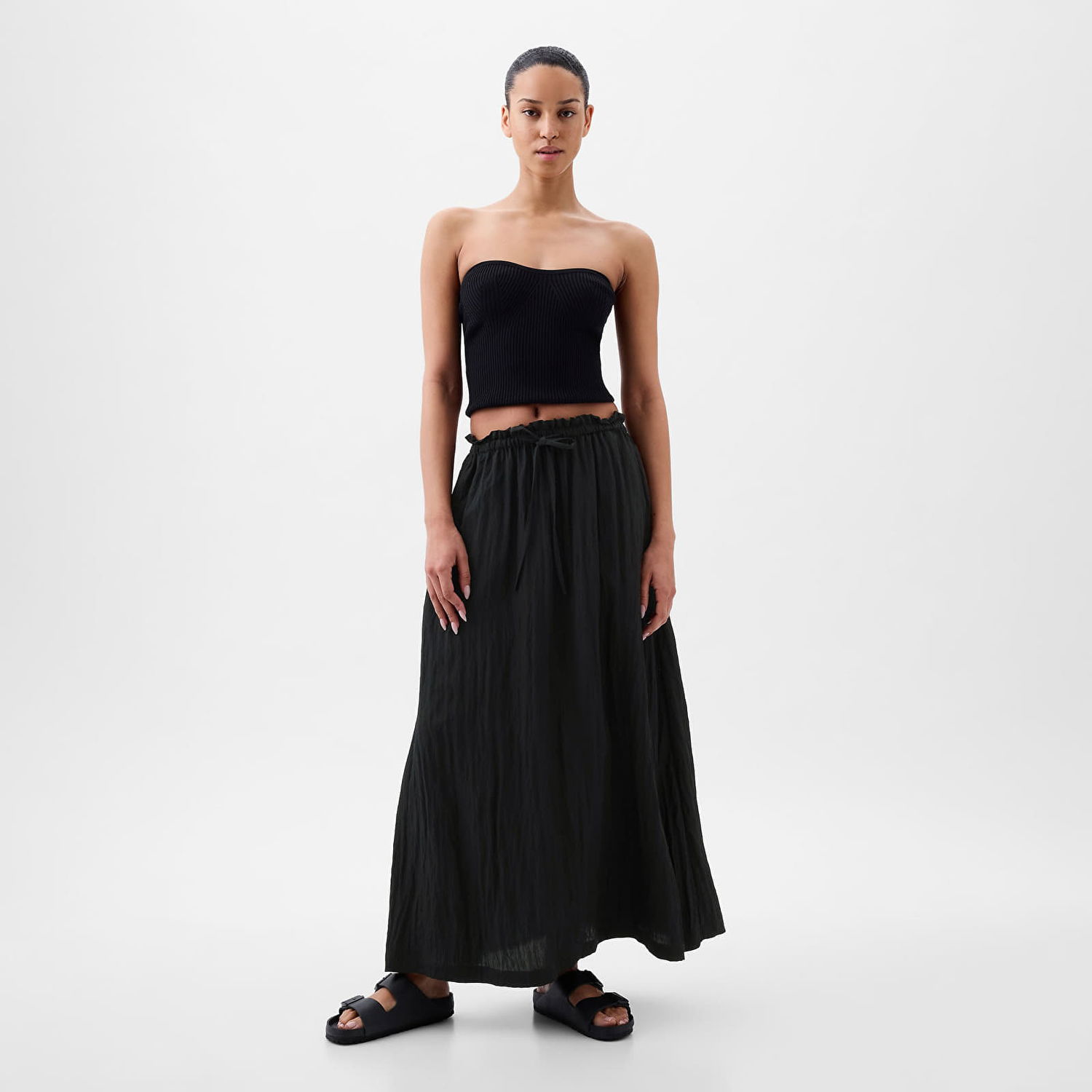 Nederdel GAP Skirt Paperbag Pull On Maxi Skirt Black Sort | 855128-02, 1