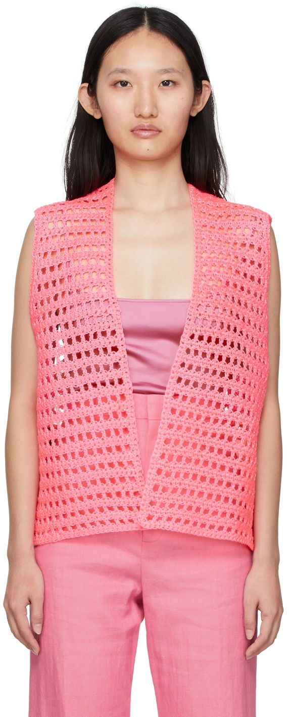 Vest Jacquemus Crochet Open Front Vest Lyserød | 22E225JA009-1048