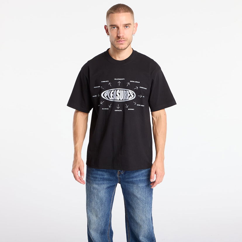 T-shirt Pleasures Overview Logo T-Shirt Sort | P25F084-BLACK