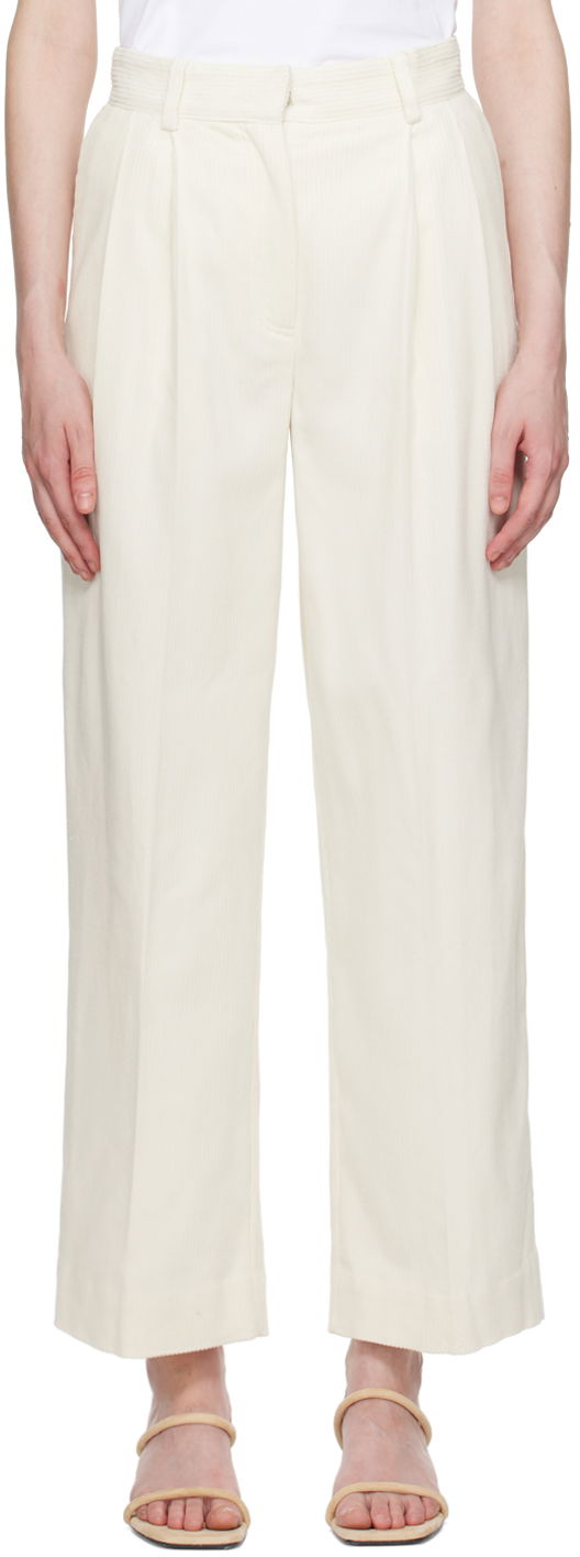 Bukser TOTEME TOTEME Pleated Wide-Leg Trousers Hvid | 243-WRB0202-FB0191