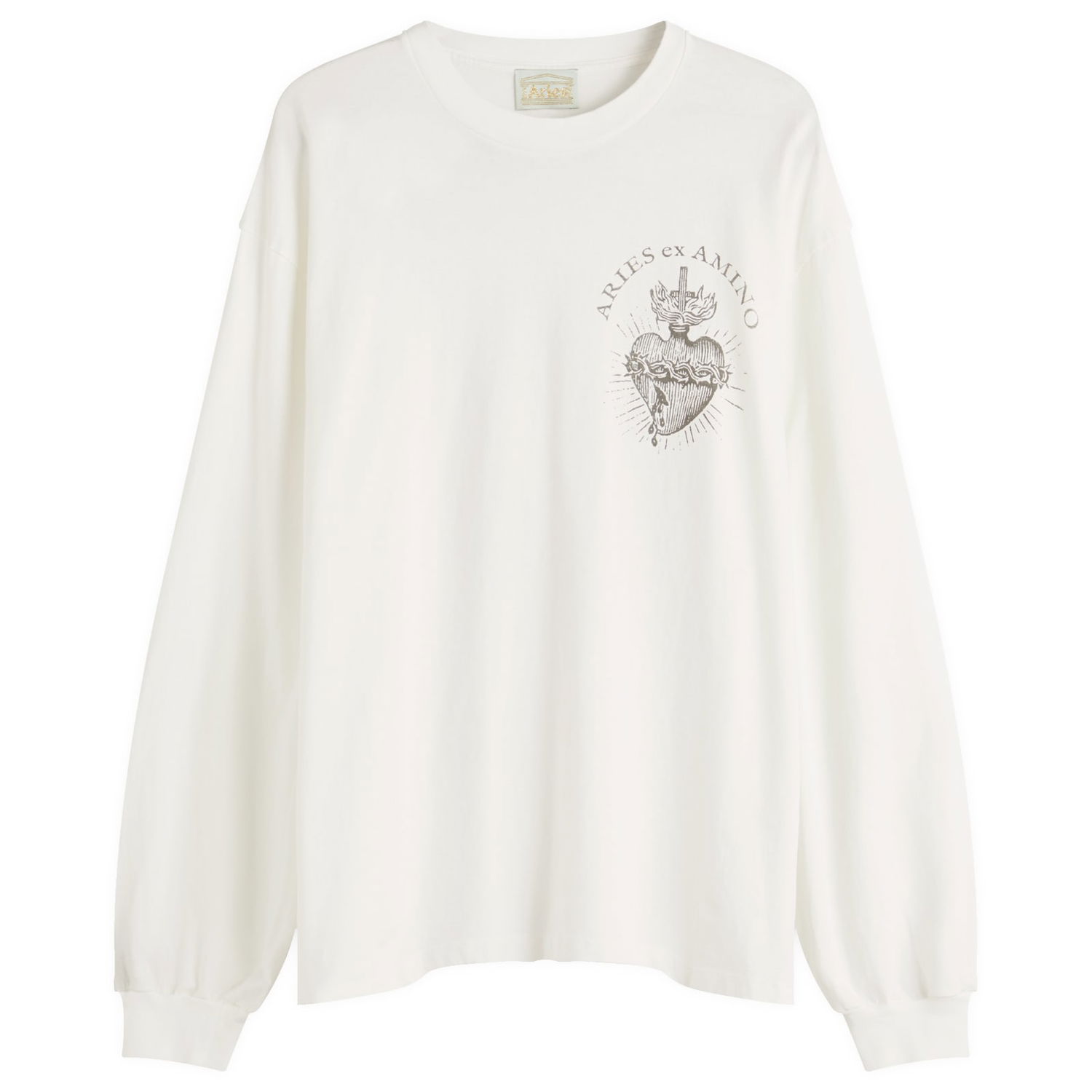 T-shirt Aries Aries Faded Ex Amino Long Sleeve T-Shirt, Size Large Hvid | AR60024-OWT, 1