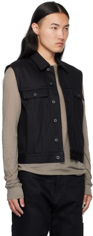 Vest Rick Owens Rick Owens DRKSHDW Hollywood SL Trucker Denim Vest Sort | DL01E6798 BLKJP, 1