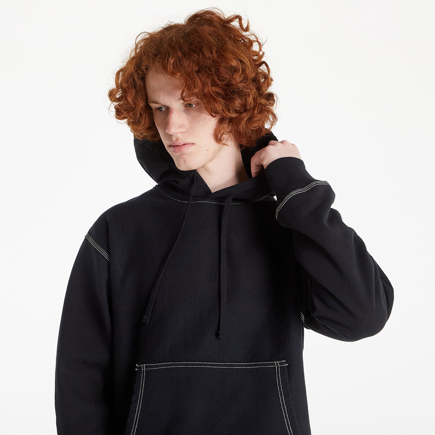 Sweatshirt Stüssy Contrast Stitch Label Hoodie Sort | 118459 black22, 1
