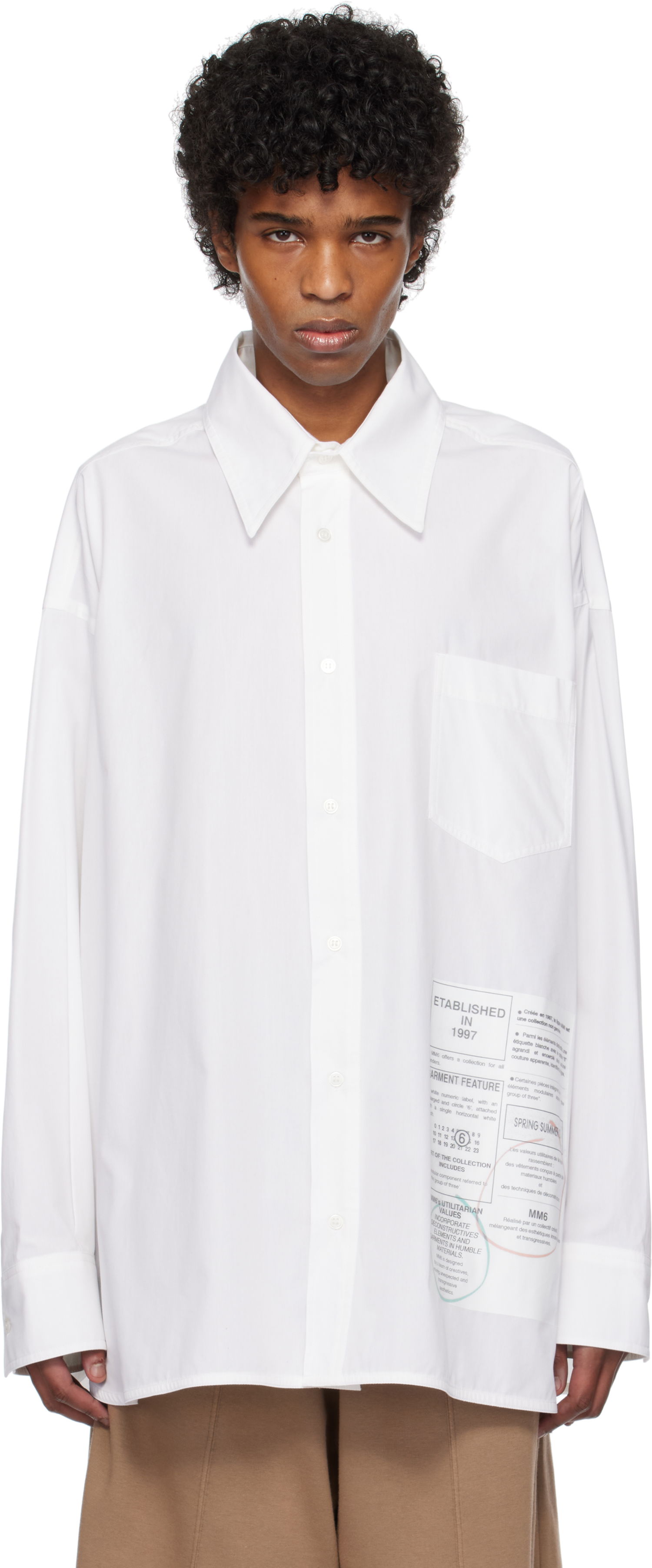 Skjorte Maison Margiela MM6 Maison Margiela Newspaper Print Shirt Hvid | SH0DT0027 M35152, 0
