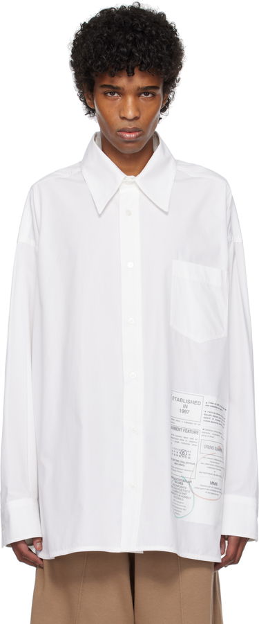 Skjorte Maison Margiela MM6 Maison Margiela Newspaper Print Shirt Hvid | SH0DT0027 M35152, 0