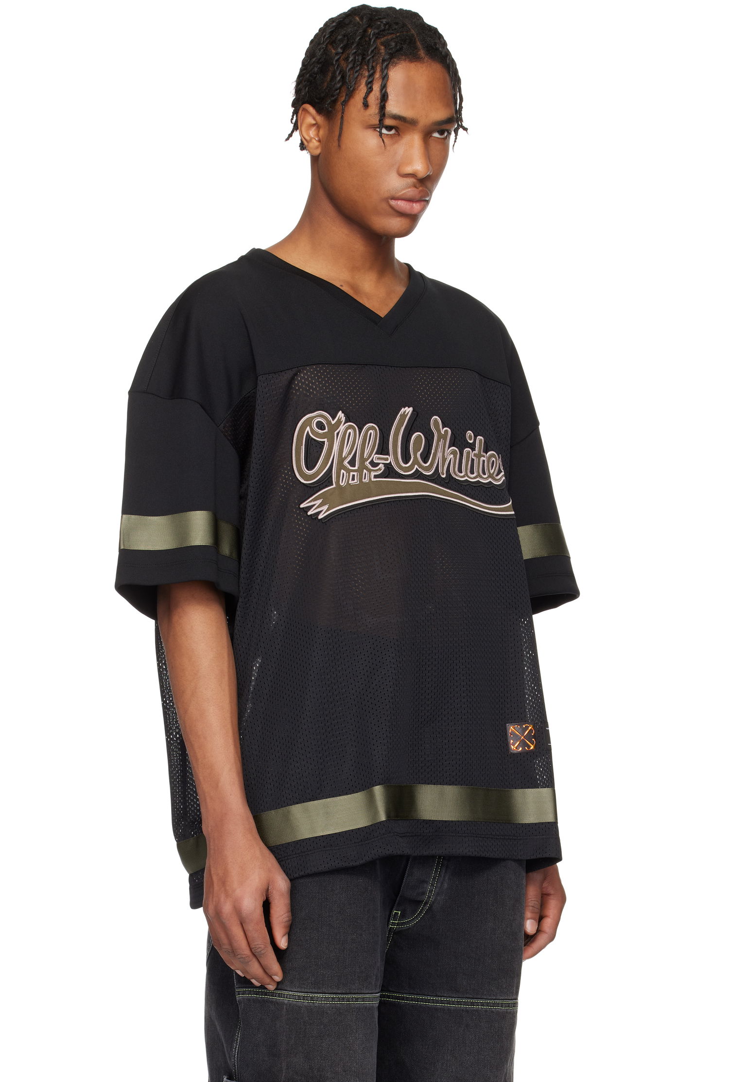 Jersey Off-White Off-White Mesh Football Jersey Sort | OMAD003S25JER0011056, 1